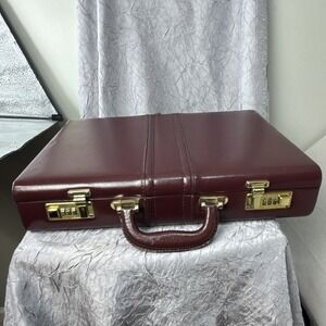 Vintage FRANZEN Briefcase Top Grain Leather Briefcase Burgundy - Suede Lined